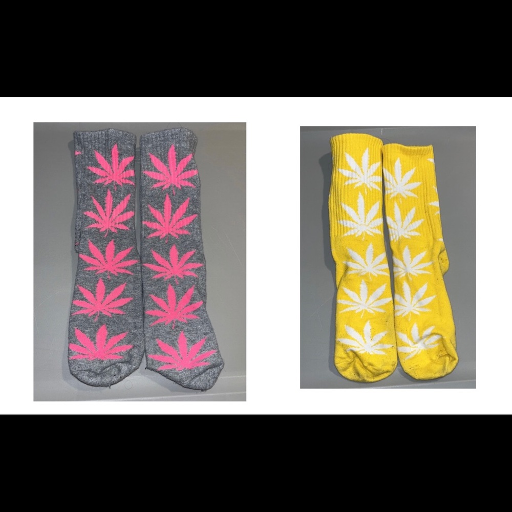 HUF Weed Socks 2 Pairs - Yellow, Gray & Pink